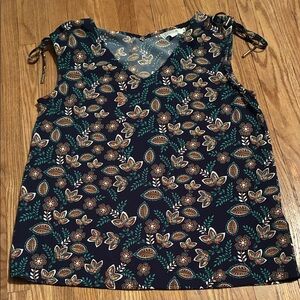 Molly Bracken Navy and Teal Floral Blouse